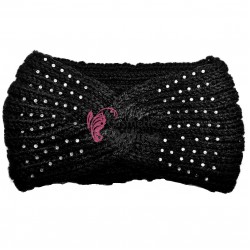 Bentita pentru cap din lana BP037FF Neagra cu strasuri